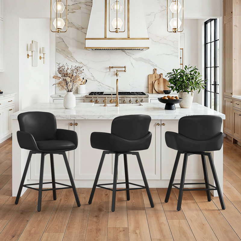 Tabouret de bar Nicola , Noir / similicuir