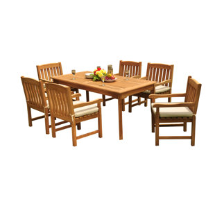 Mateer 6 - Person Teak Wood Patio Dining Set with Rectangular Table