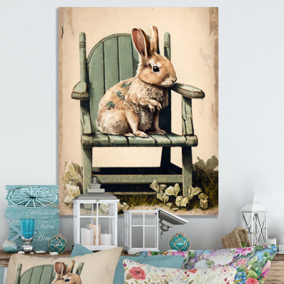 " Bunny Sitting On A Wood Chair "