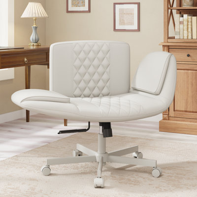 24.8''W Criss Cross Home Office Chair With Armrest,Cross Legged Chair With Wheels