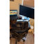 Bureau d'ordinateur avec tablette pour écran surélevé et tablette de rangement ouverte, poste de travail de bureau à domicile en métal pour adultes-129185189