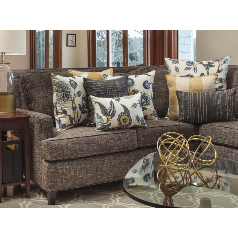 Dark Gray Embroidered Felt Square Throw Pillow Set