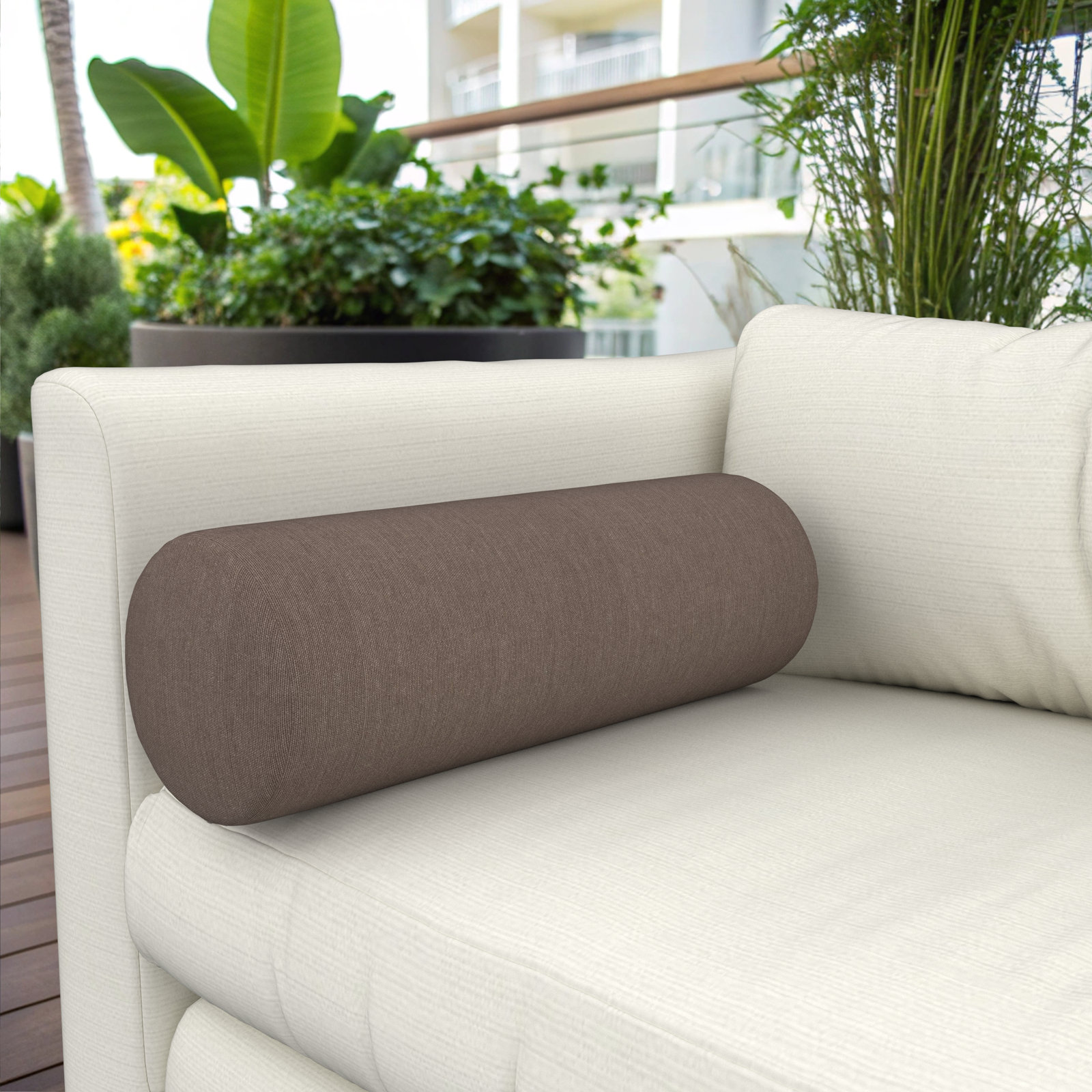 Amala Sunbrella® Throw Pillow, Play Mocha