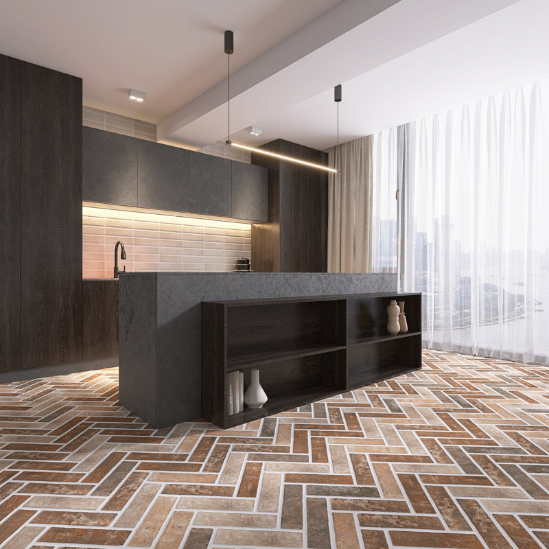 Jerica Brick 2.95 In. X 11 In. Matte Porcelain Floor And Wall Tile, Mix
