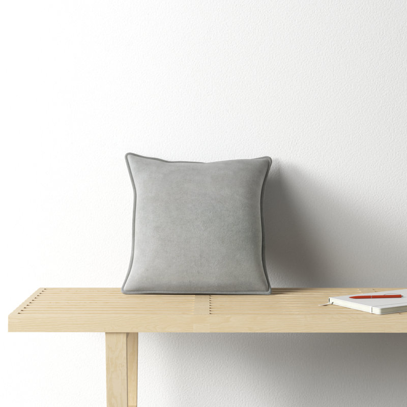 Oreiller 100% coton Edgar Square, Gris moyen, Polyester/ bourre en polyester, H 18 po x l 18 po