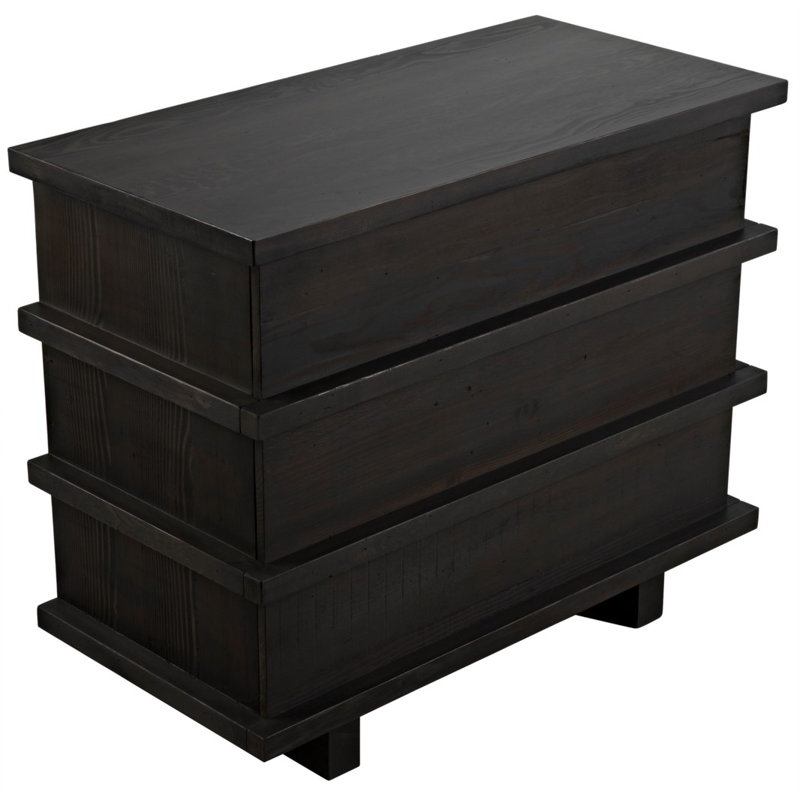 Bergamot 3 - Drawer Solid Wood Dresser, Black Wax