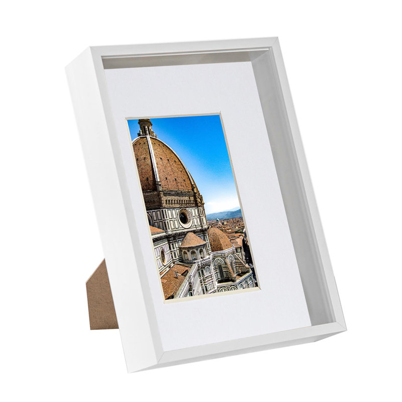 3D Deep Box Photo Frame with A5 Mount - A4 (8" x 12"), White