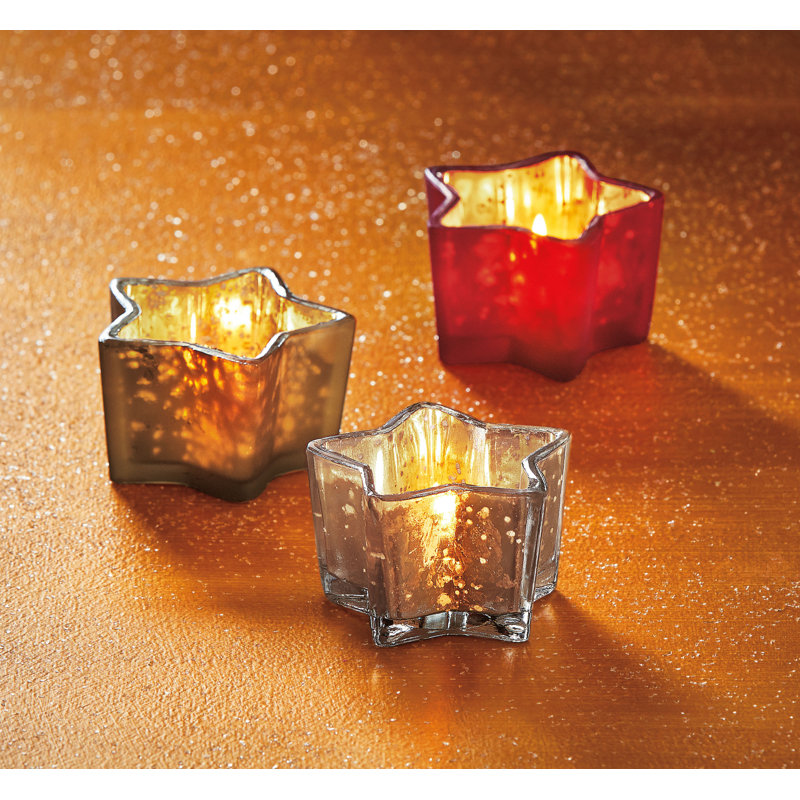 Photophore en verre 3 po H, Rouge
