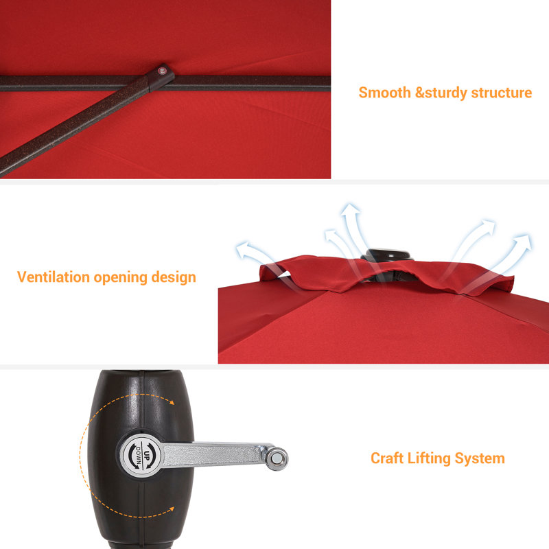 Kahoka 7.5' Outdoor Patio Market Umbrella with Push Button Tilt, All-Weather Table Umbrella for Deck Backyard Garden