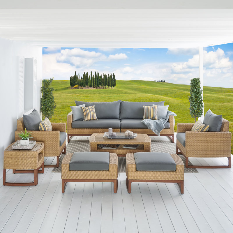 Tullio 5 - Person Patio Conversation Set with Sunbrella® Cushions, Charcoal Grey Sunbrella®