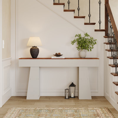 Table de 63 po pour l'entrée, console pour le vestibule, canapé en bois avec rangement latéral caché, table de couloir moderne pour le salon, le vestibule,