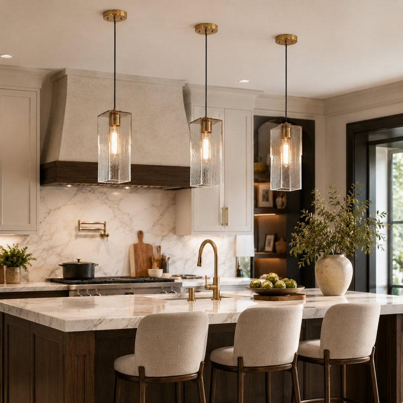  Luminaire suspendu en laiton pour îlot de cuisine à 1 lumière Hanstelmut (1 ensemble)