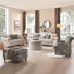 Ensemble de salon, canapé-lit, causeuse et fauteuil décoratif floral avec repose-pieds et grand repose-pieds avec rangement Estelle 5 pièces Estelle