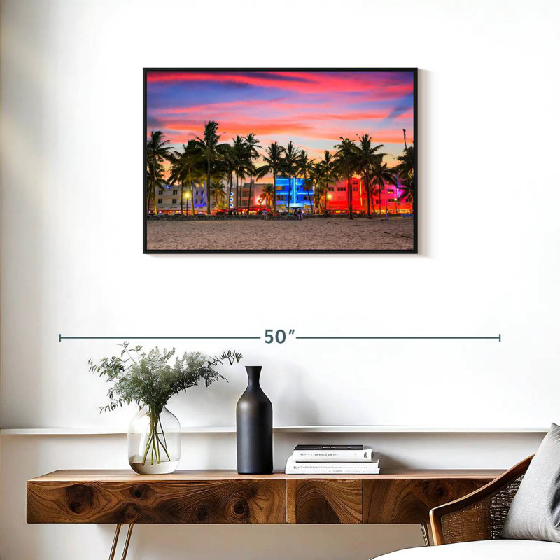 Miami Beach, États-Unis, 31 po x 21 po, Cadre flottant noir