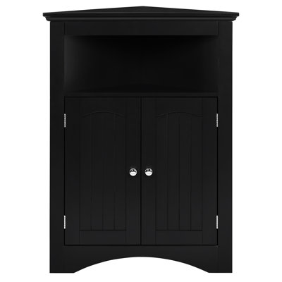 Black Sideboard Cabinet With Adjustable Shelves For Bathroom, Kitchen And Living Room - , , Easy To Clean Multifunctional Storage Corner Waterproof Surface, Assembly