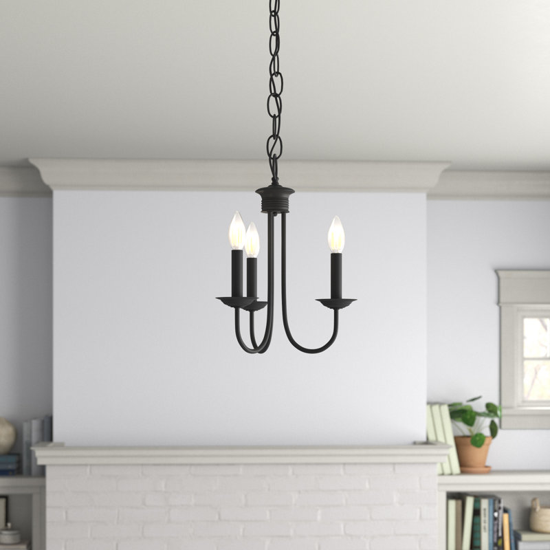 Lustre 3 lumières de style bougie Arunvir, Noir