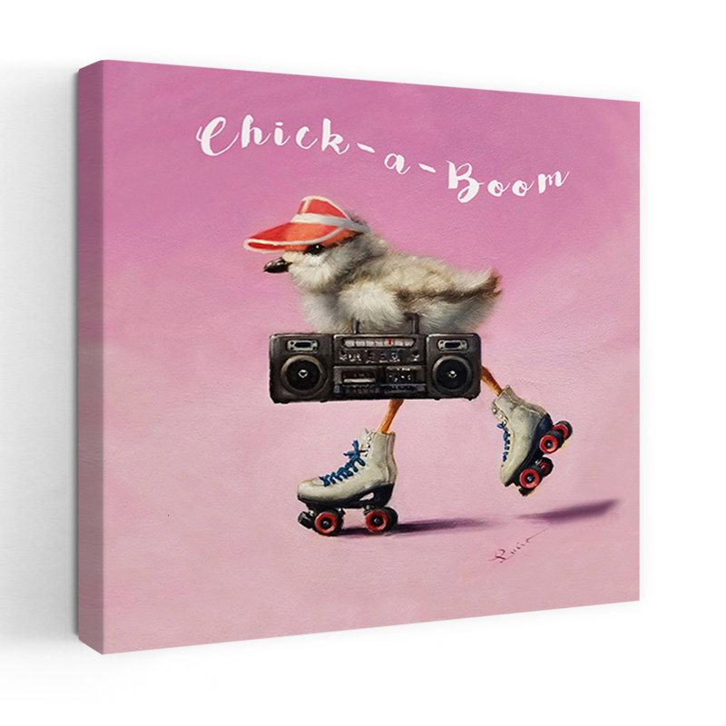 Roller Chick, oiseau contemporain, art urbain, H 36 po x l 36 po