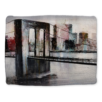 Abstract Bridge Cityscape Gray Braided Polyester Placemat