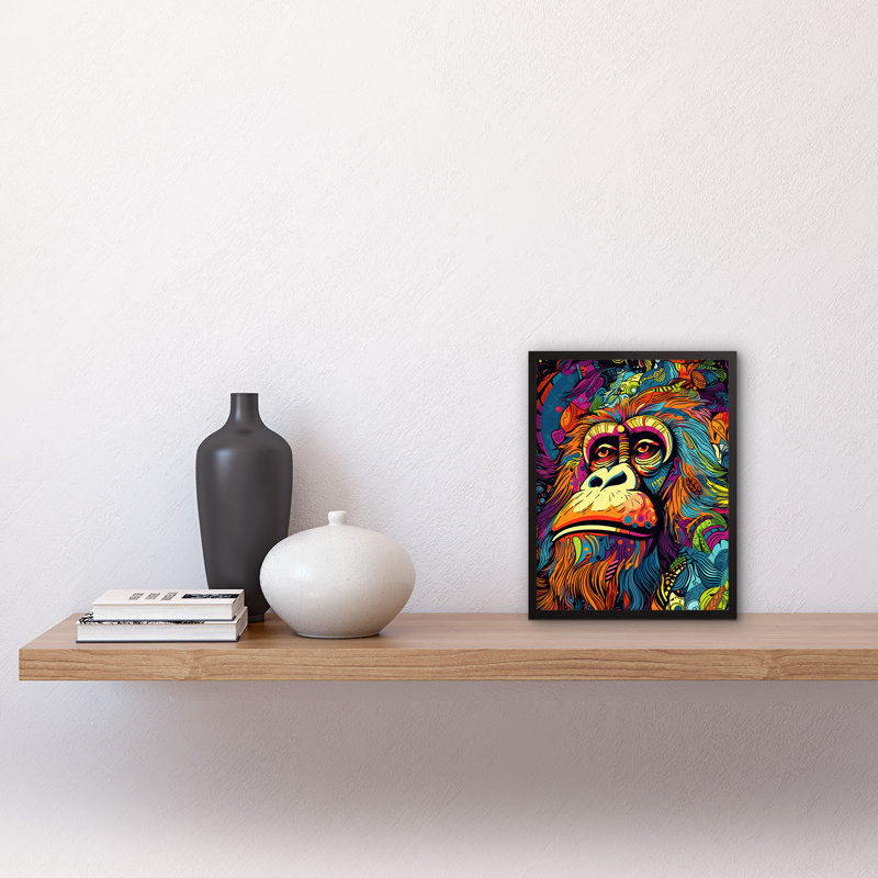 Adiraica Majestic Orangutan Great Ape Psychedelic Rainforest - Single Picture Frame Print