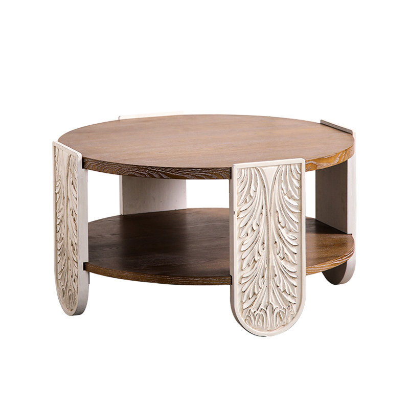 Petite table basse avec rangement double couche, chevet de style rétro pour le salon et balcon ou chambre à coucher en bois massif de conception polyvalente, assemblage simple