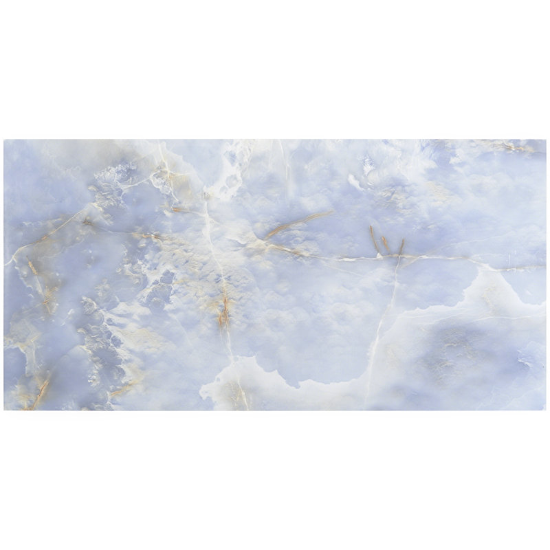 Carreau de marbre et de mur en porcelaine 24 po x 48 po Selene Onyx, Onyx bleu
