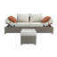 All-Weather Wicker Patio Sofa & Ottoman With 2 Toss Pillows