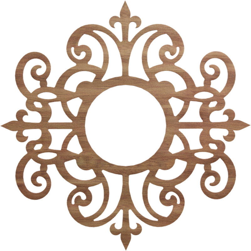 Médaillon de plafond en bois Dijon, H 40 po x l 40 po x P 0,25 po, Noyer