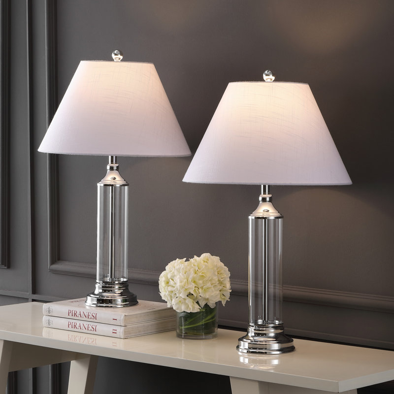 Fagaras Glass Table Lamp, Clear/Silver