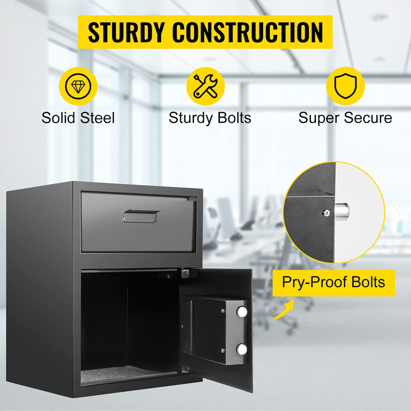 Black Carbon Steel Digital Depository Safe with Deposit Slot