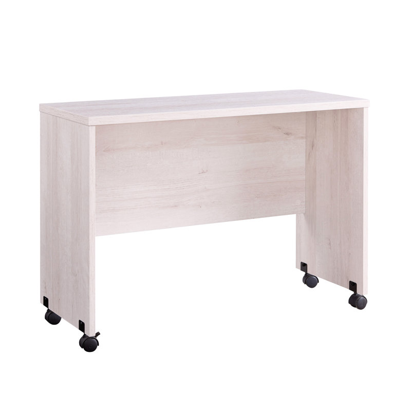Bureau Mid-Century mobile en chêne blanc avec roues verrouillables avec ordinateur quatre