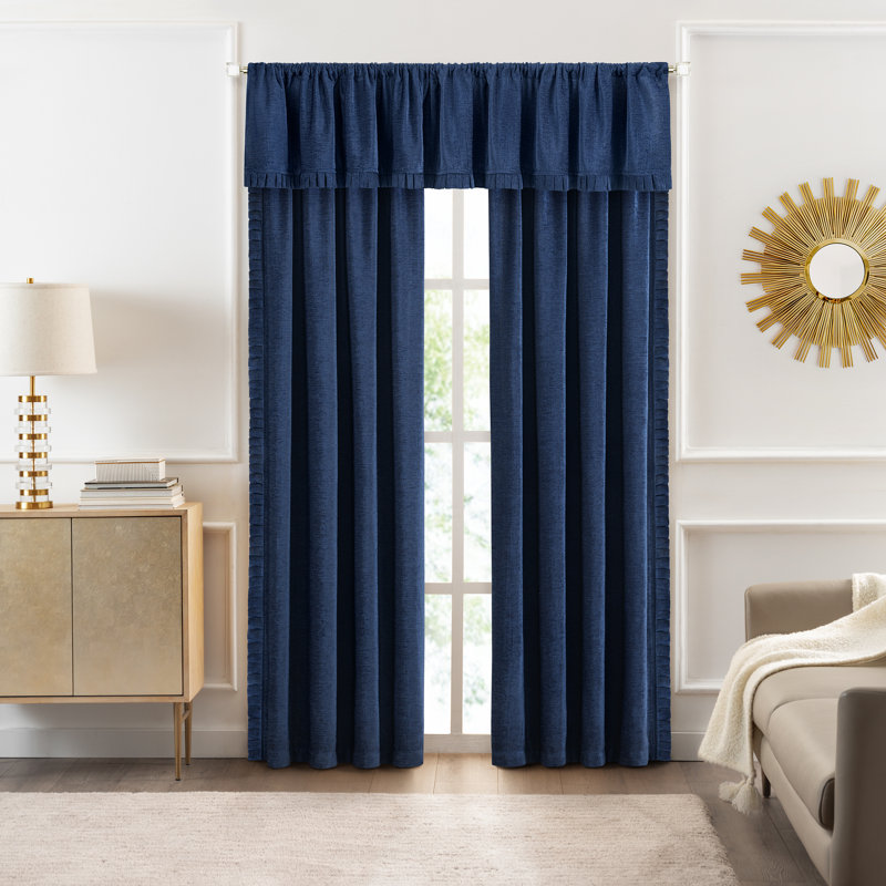 Molini Semi Sheer Single Curtain Panel, Navy, 52" W x 63" L