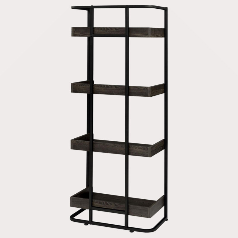 Bibliothèque à 4 tablettes, Noir, noir, noir, noir