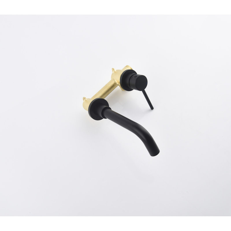 Matte Black Wall Mounted Bathroom Faucet, Single Lever For Precise Water Control, Pop-Up Drain Easy Drainage, Crafted From Brass And Stainless Steel Materials Sink Faucet With Finish, Convenient