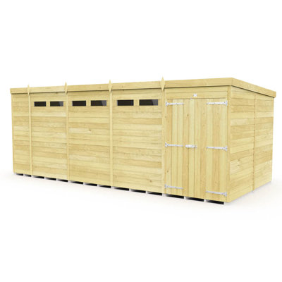18ft x 8ft Pent Security Shed - Double Door