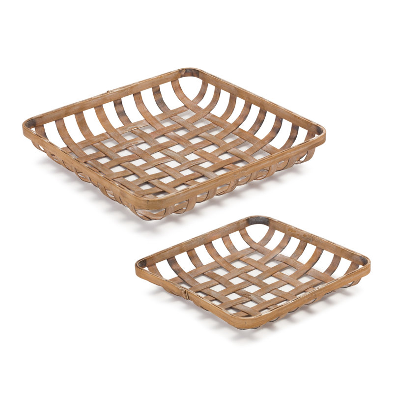 Paladino (Set of Two) Brown Square Bamboo Vanity Tray