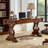 53.15"Brown Retro Rectangle Solid Wood Writing Desk,3-drawer-2079779791