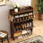 24 Pair Shoe Storage Cabinet,Free Standing Tipping Bucket Shoe Rack Organizer with 2 Flip Drawers-1128444010
