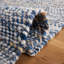 Tapis bleu / ivoire en laine et coton tissé à plat à la main Treece-194907333