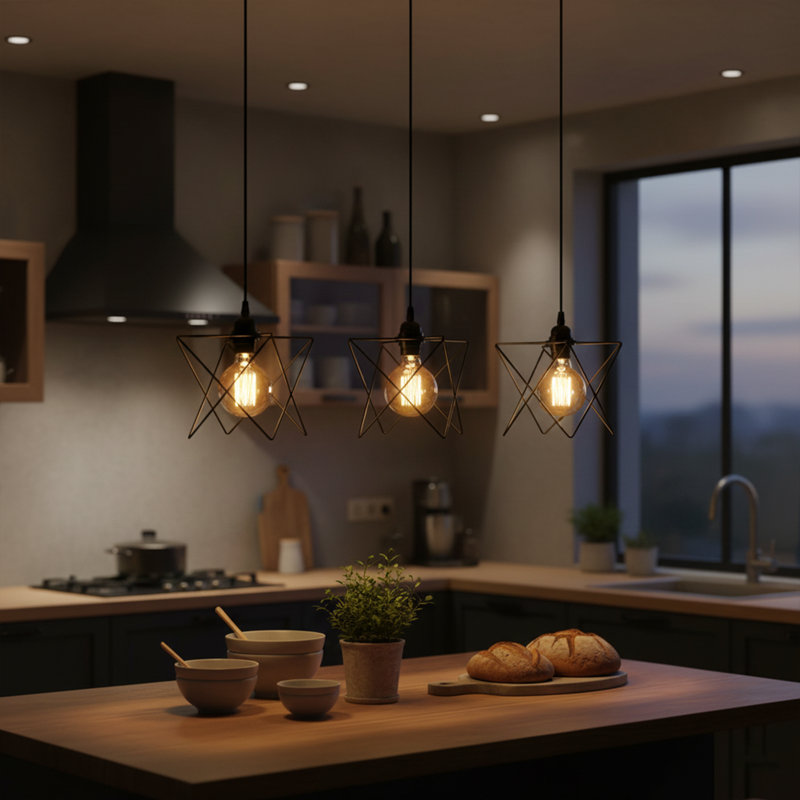 Starling 3-Light Abstract Geometric Chandelier