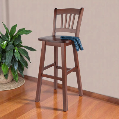 Nico swivels 360 degrees seat bar stool in Brown Finish, 43.42" H x 16.08" W x 18.53" D