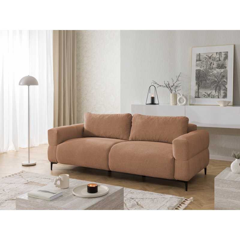 3-seater Sofa Cardea With optic In Soft Textured Fabric And High Seating Comfort, Red