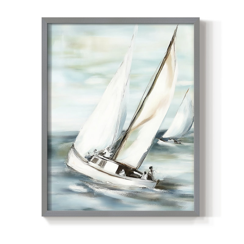 NAUTICAL Series L III, reproduction encadrée - bois massif, H 21 po x l 17 po, Gris