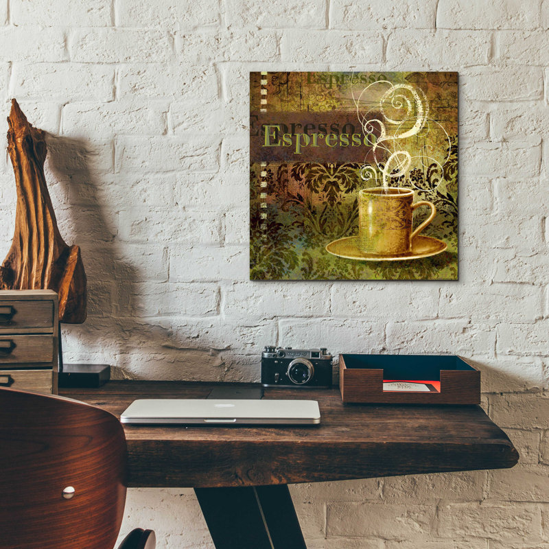 «Coffee 3 Espresso» par Viv Eisner, art mural en verre acrylique, H 12 po x l 12 po x P 0,13 po