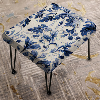 Regal Cobalt Blue Damask Victorian Pattern - Damask Rectangle Ottoman