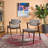Kayara Arm Chair in Grey Fabric and Brown Solid Wood, 30.51'' H X 19.69'' W X 21.26'' D