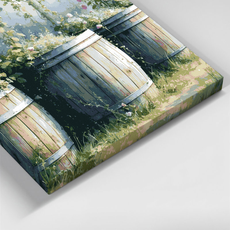 «Farm Rain Barrel», art mural sur toile gris, H 11 po x l 14 po