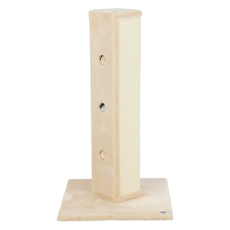 TRIXIE Soria 31.5" Cat Scratching Post, Sisal Cat Scratcher, Square Post with Peak-a-Boo Cat Toys for Hunting, Beige