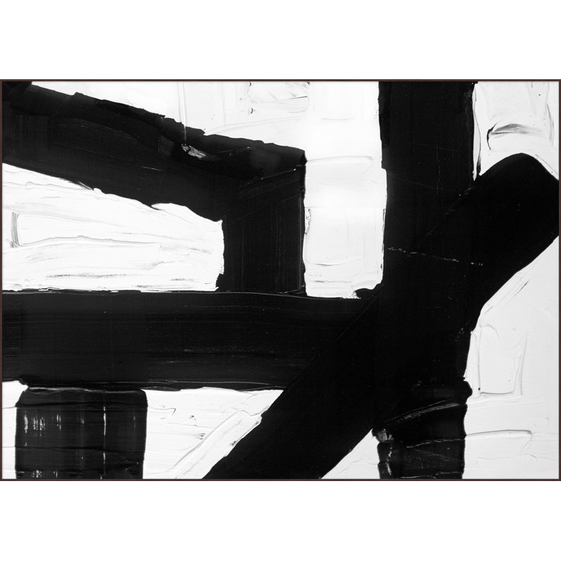 Untitled Black and White 1' Framed Graphic Art Print on Canvas