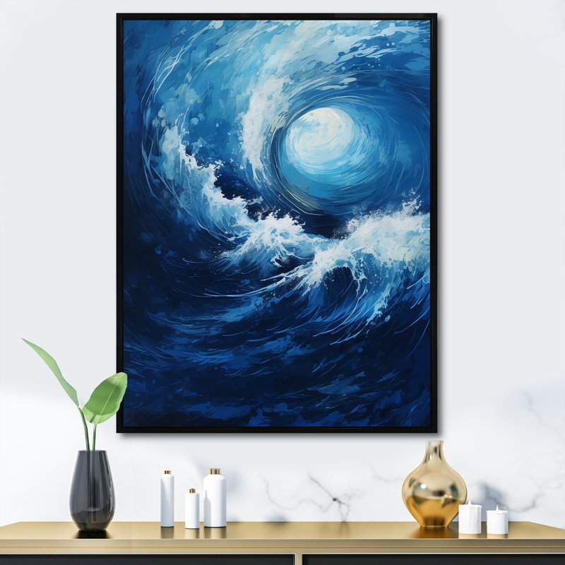 «Tidal Twist Wave Vortex I», reproduction sur toile, H 32 po x l 24 po x P 1 po, Cadre flottant noir