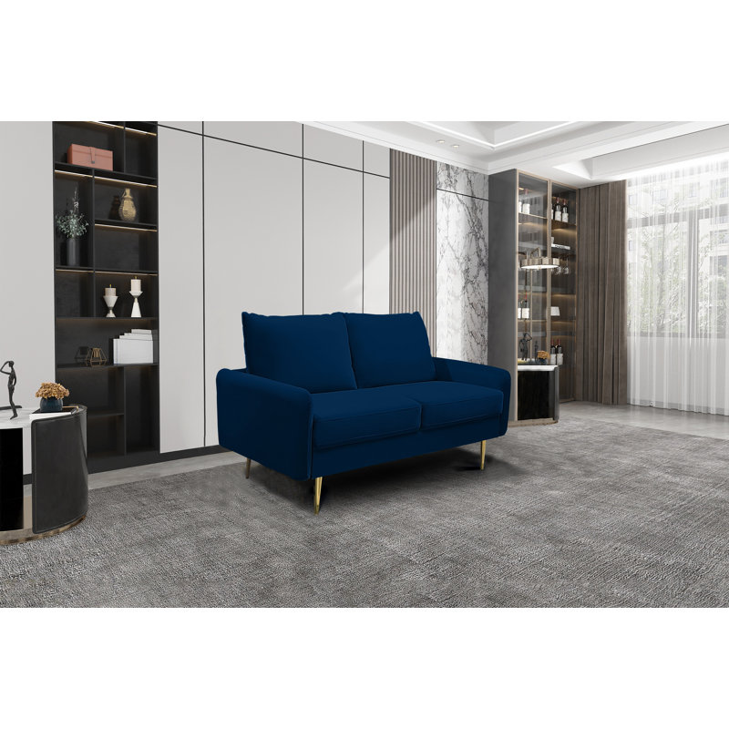 Casey 58" Velvet Round Arms Sofa Loveseat, Velvet, Ginger Velvet